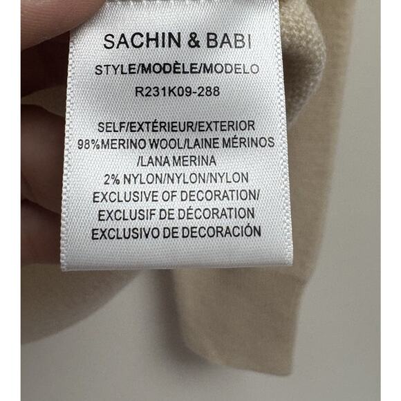 Sachin and Babi Charmaine Knit Embellished Merino Wool Sweater Honey XS NWT - Picture 10 of 11